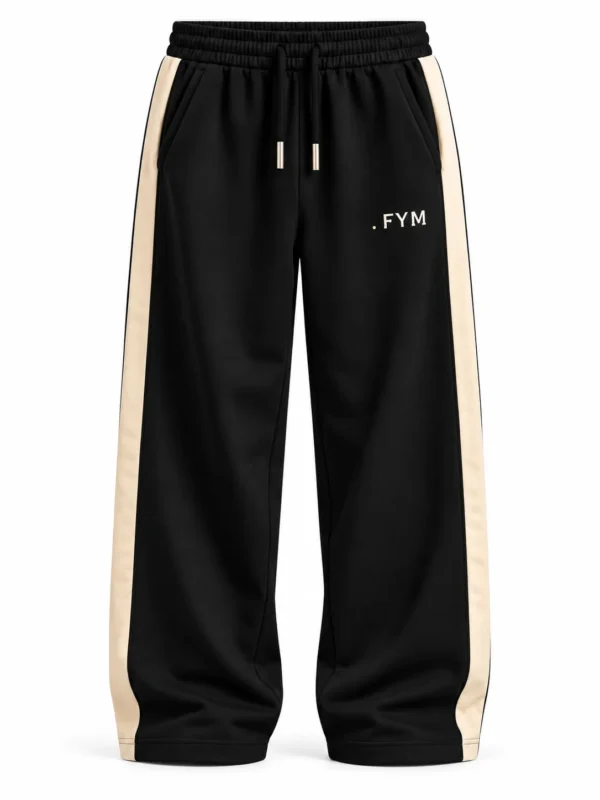 FYM Contrast Panel Joggers - Cream & Brown